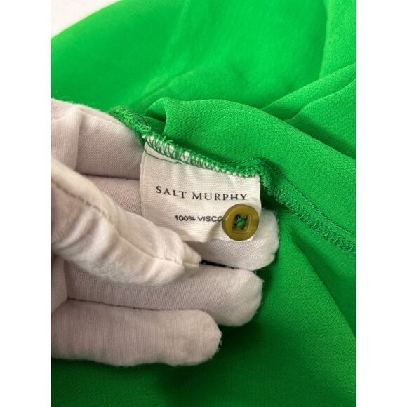 Salt Murphy Shirt Medium Mens Green Crepe Slim Fitted Long Sleeve Button Down - Picture 8 of 8